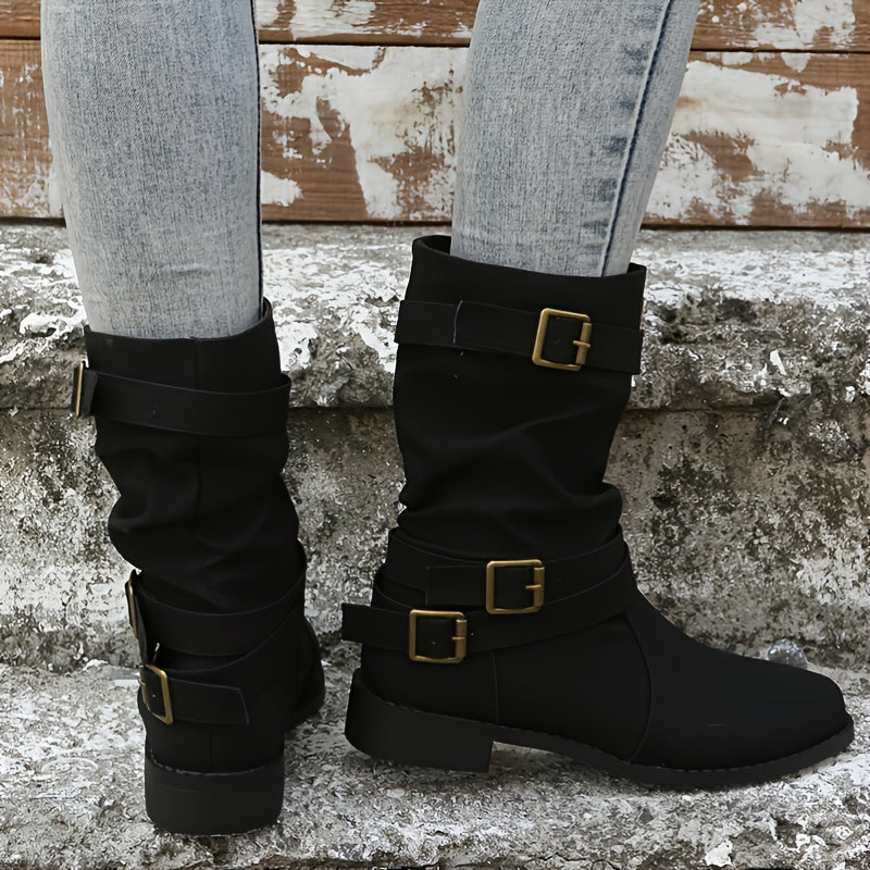 Stylish Buckle Strap Chelsea Boots – Comfort & Trendy Elegance!
