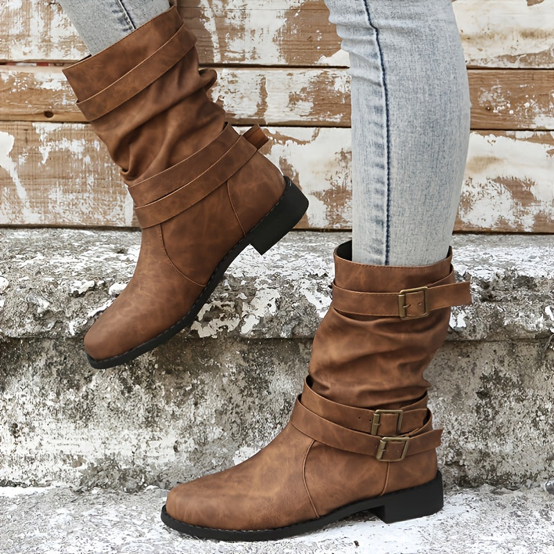 Stylish Buckle Strap Chelsea Boots – Comfort & Trendy Elegance!