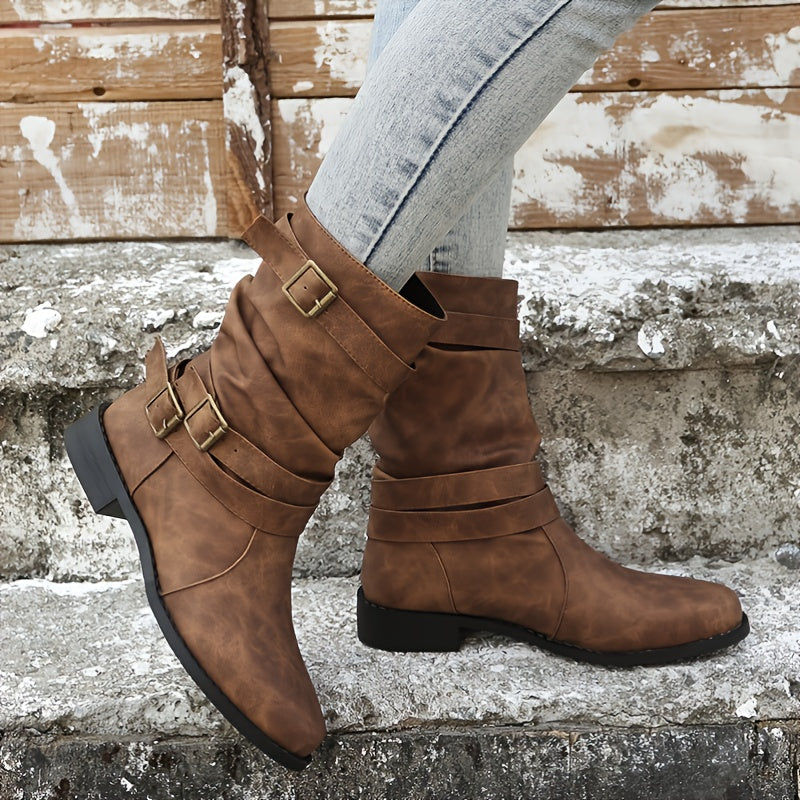 Stylish Buckle Strap Chelsea Boots – Comfort & Trendy Elegance!