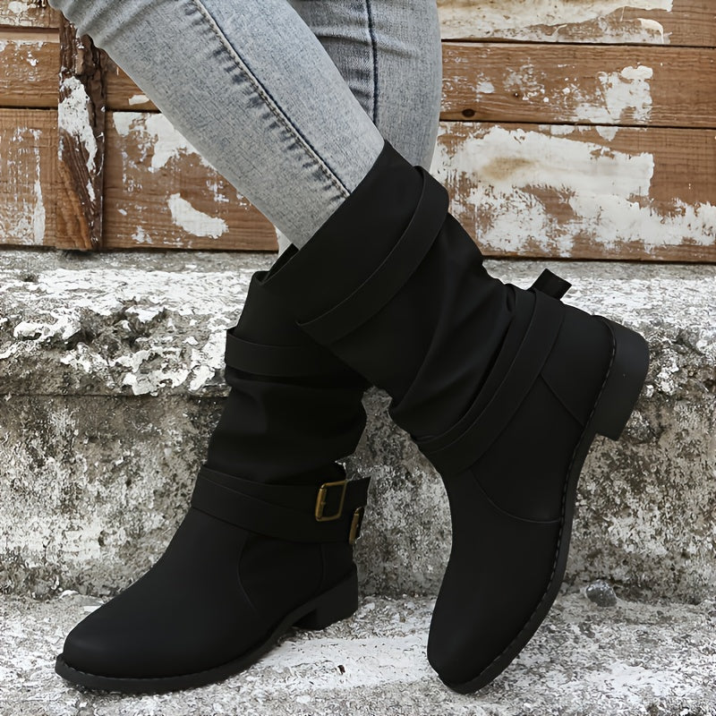 Stylish Buckle Strap Chelsea Boots – Comfort & Trendy Elegance!