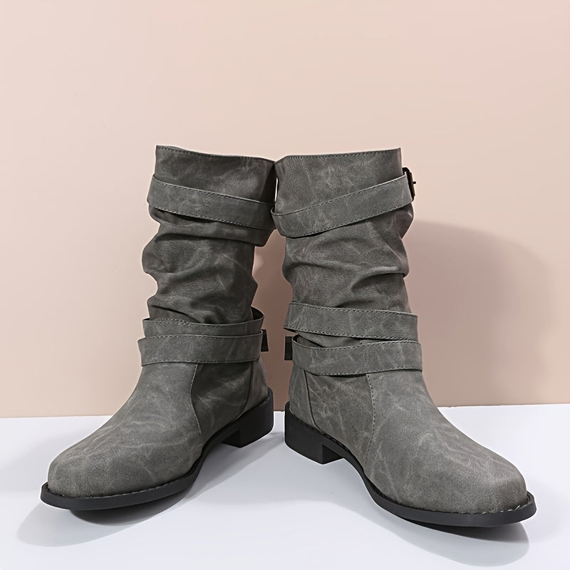 Stylish Buckle Strap Chelsea Boots – Comfort & Trendy Elegance!