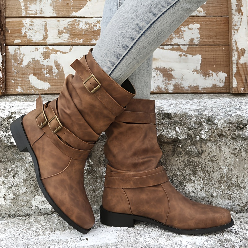 Stylish Buckle Strap Chelsea Boots – Comfort & Trendy Elegance!